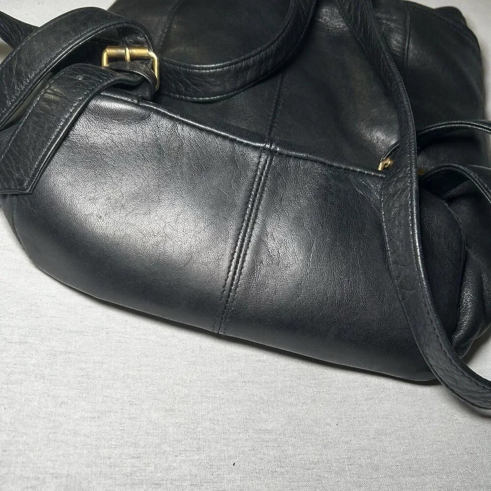 Tignanello black leather backpack purse, Zip Closure, Soft Leather, Y2K, Preppy